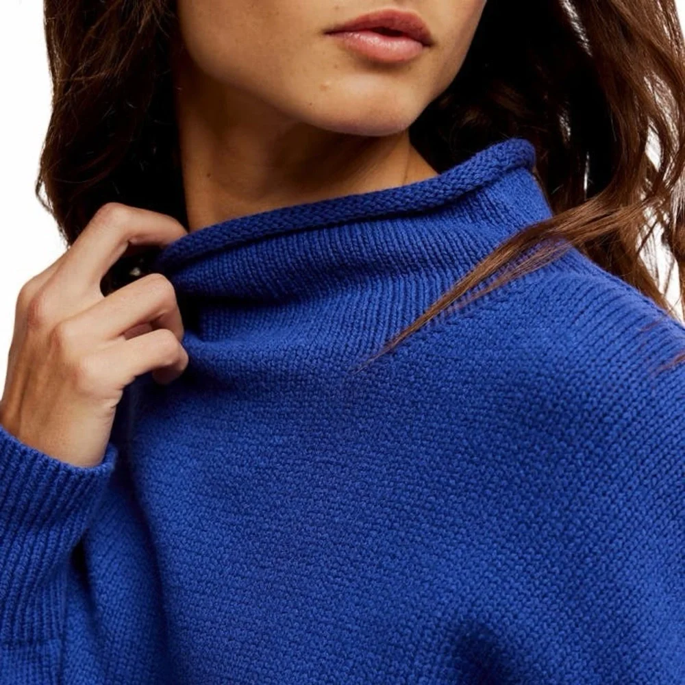 Free People Torres Turtleneck Sweater in Skipper Blue